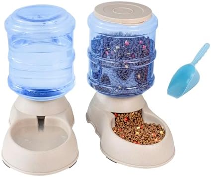 Automatic Cat & Dog Feeder and Water Dispenser Set with Scoop, 1 Gallon