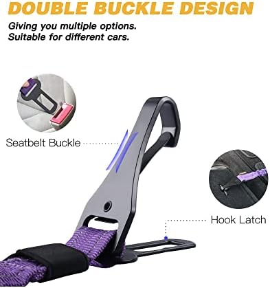AUBELL Dog Seat Belt for Car - Updated 3-in-1 Bungee, Purple