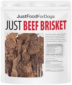 JustFoodForDogs Single Ingredient Jerky Dog Treats - Beef Brisket, 5oz