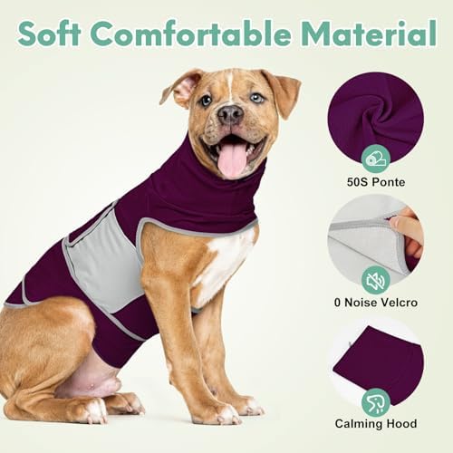 Dog Anxiety Shirt with Hood, Roman fabric, Purple