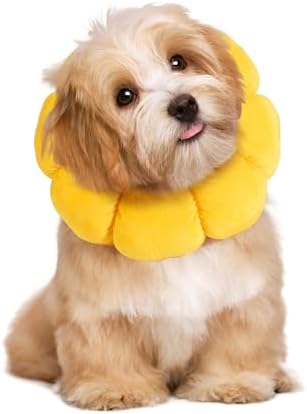 HOMBYS Soft Dog Cone for Dogs and Cats, Cute & Fluffy Flower Shape for Claming, Adjustable Dog Collar Alternative After Surgery, Protective Elizabethan Collar for Dogs Recovery & Stop Licking, L