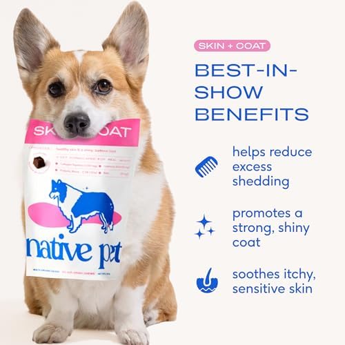 Native Pet Omega Skin and Coat Chews for Dogs (30 Air-Dried Chews) & Omega Oil for Dogs (8 Oz.) - Omega 3 Fish Oil Bundle Promotes Healthy Skin, Shiny Coat, & Strong Joints