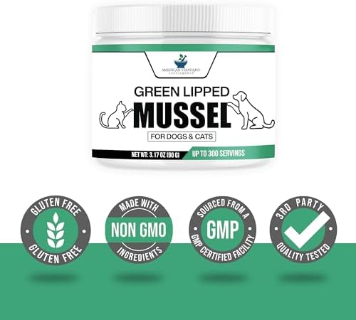American Standard Supplements Green Lipped Mussel Powder for Dogs & Cats - Joint & Mobility Support - 3.17 oz (90g)