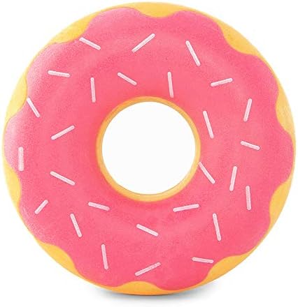 ZippyPaws ZippyTuff Dog Chew Toy Puppy Teething Toys - Strawberry Donut | Durable Rubber Chew Ring Toy, Tough & Squeaky Toys for Small, Medium, & Large Dogs, Flexible TPR Material
