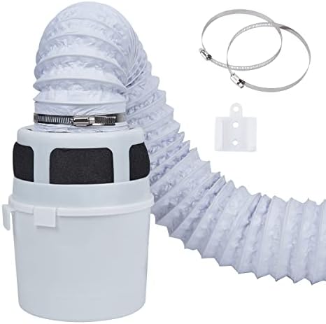 3 IN 1 Indoor Dryer Vent Kit Filter Bucket for Electric Dryers with 4-Inch by 5-Feet Double Layer Proflex Duct (White)