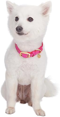 Blueberry Pet The Most Coveted Designer Mixed Metallic Thread Adjustable Dog Collar in Dazzling Rose Pink with Metal Buckle, Neck 17-20.5", for Large Breed