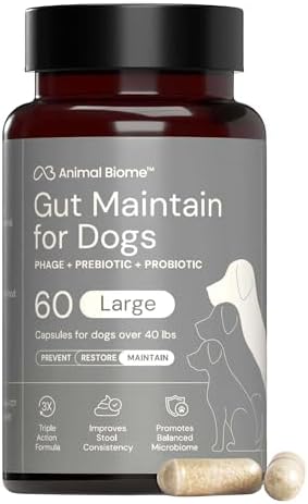 Animal Biome Large Dog Pre and Probiotics, S Boulardii, Gut Maintain, 60 Ct