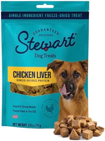 Stewart Freeze Dried Dog Treats, 100% Chicken Liver, 2.5 oz Pouch
