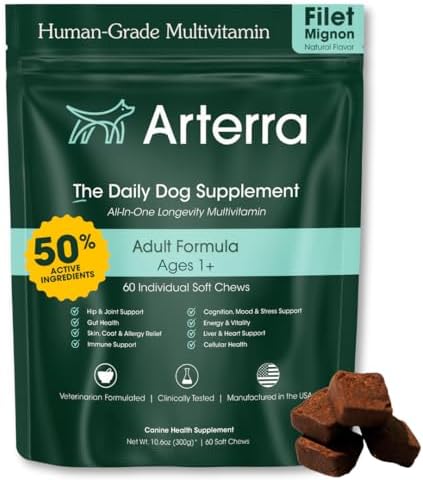 Arterra Longevity Multivitamin for Dogs, Vet-Formulated Soft Chews, 60 Ct