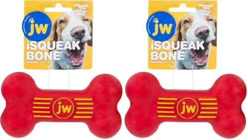 JW Pet Dog iSqueak Bone Dog Toy, Large, Assorted Colors (Pack of 2)