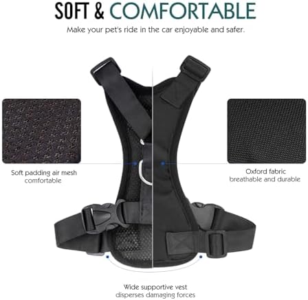Pawaboo Dog Car Harness, Adjustable Dog Safety Vest Harness with Seat Belt