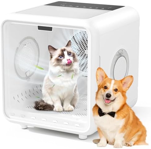 Fenbeli Pet Dryer Box for Cats and Small Dogs, 75L Extra-Large Quiet Pet Drying Room with Smart App Control, 360° Airflow, Adjustable Temperature & Time, Spacious Grooming Dryer for Home Use