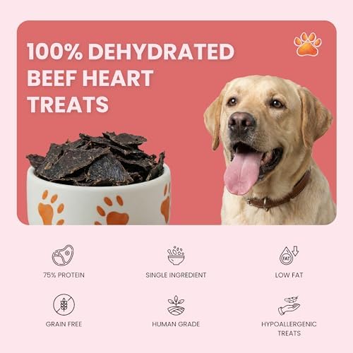 Dehydrated Beef Heart Dog Treats - Single Ingredient, 4oz
