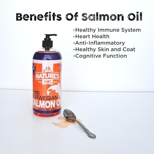 Nature's Diet Pet 32 oz Norwegian Salmon Oil Dogs & Cats - Natural Support for Joint Function Immune Heart Health Appetite Skin & Coat Omega 3 6 9 Liquid Food Topper EPA DHA Fatty Acids