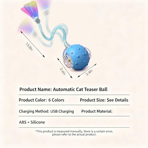 Interactive Cat Toys for Indoor Cats,3-Tails,Automatic Moving Kitten Toys | Cat Toys for Bored Indoor Adult Cats,Smart Rechargeable Cat Enrichment Toys for Cats to Keep Them Busy, Cat Balls