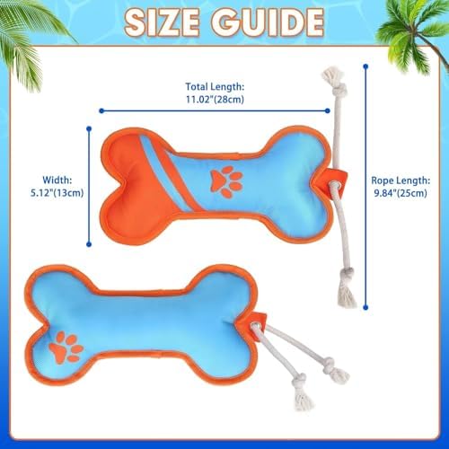 BINGPET Dog Pool Floating Toys, Bone Shaped with Rope, 2-Pack