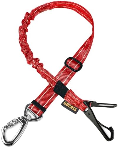 AUBELL Dog Seat Belt for Car - Updated 3-in-1 Bungee, Red