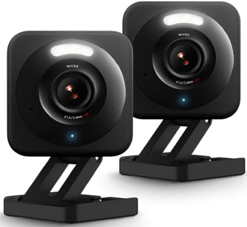 WYZE Cam v4 (Latest Model), 2.5K AI Security Camera, Indoor/Outdoor Cameras for Home Security, Baby Monitor & Pet Camera, Color Night Vision, No Subscription Required (2 Pack)