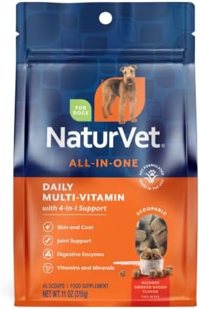 NaturVet All-in-One Multivitamin for Dogs Scoopable Food Topper - 11oz | Dog Vitamins and Supplements for Joint Support, Digestion, Skin & Coat Care & Immune, 11oz