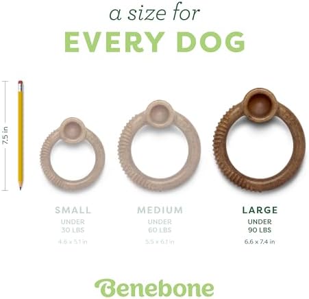 Benebone Ring Durable Dog Chew Toy for Aggressive Chewers, Real Bacon, Made in USA, Large (Pack of 2)