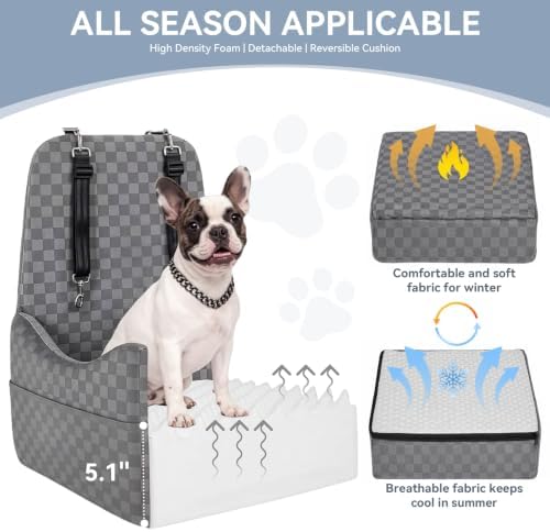 PETSFIT Pet Car Seat - Patented Safety System, 5in Elevated Cushion