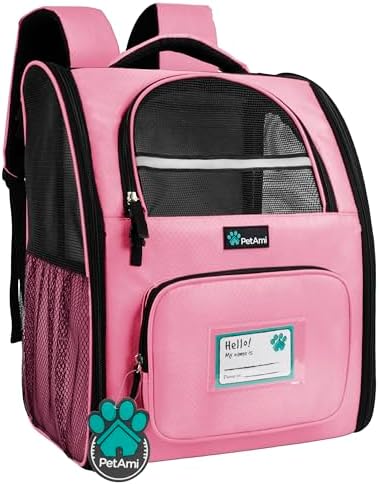 PetAmi Dog Backpack Carrier, Airline Approved, Pink
