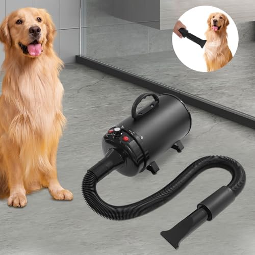 Dog Hair Dryer 4-in-1, 2.2KW Portable Air Blower with Multiple Nozzles, Safe and Gentle for Daily Grooming,Suitable for Small and Medium-sized Dogs