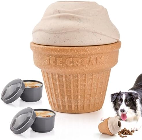 AUSCAT Dog Frozen Treat Toys, Dog Enrichment Toys, Interactive Dog Toys for Aggressive Chewers, Treat Dispensing Dog Toys, Ice Cream Shape