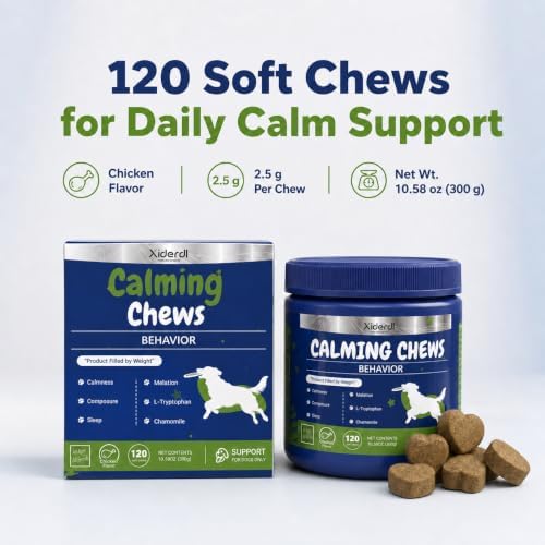 Calming Chews for Dogs, Chamomile, Valerian, 120-Pack, 120 Count
