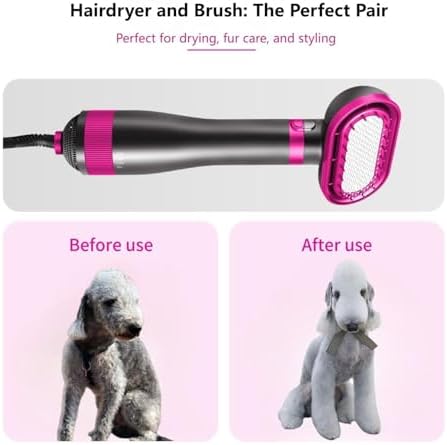 2-in-1 Dog Grooming Dryer with Brush & Overheat Protection, 3 Speed/Temp Pet Hair Dryer for Salon & Home Use