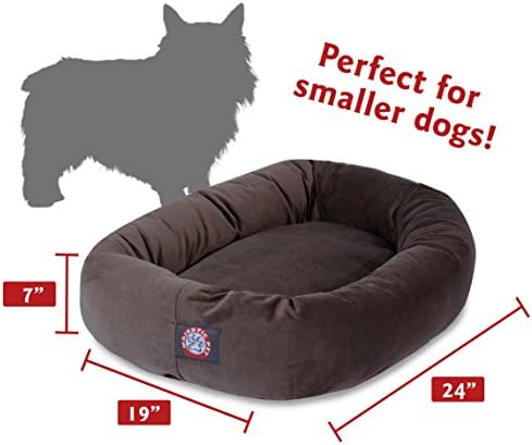 Majestic Pet Suede Calming Dog Bed, 24 Inch Small Round Washable, Chocolate