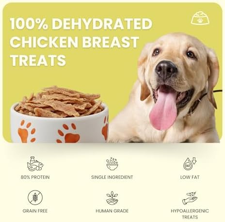 Chicken Jerky Dog Treats | Single Ingredient Dehydrated Chicken Breast, 4oz