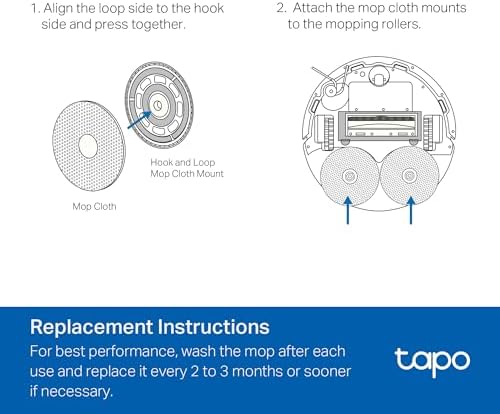 Tapo Washable Mop Cloth Replacement, RVA310, Compatible with RV50 Pro Omni