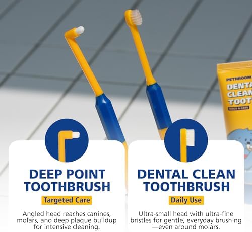 PETHROOM] Pet Dental Toothbrush for Cats and Small Dogs - Soft Bristle Deep Cleaning, Toothbrush Set for Dogs & Cats – Ultra-Fine Bristles for Precise Dental Care (Deep Point/Extra Small)