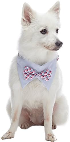 Blueberry Pet Timeless Multicolor Scottish Tartan Adjustable Dog Bandana Collar with Bow Tie, Medium, Neck 14.5"-20"