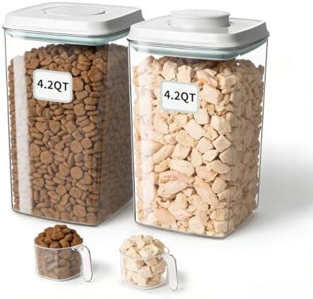 Dog Food Storage Containers Set with One-Touch Lid, 4.22 QT