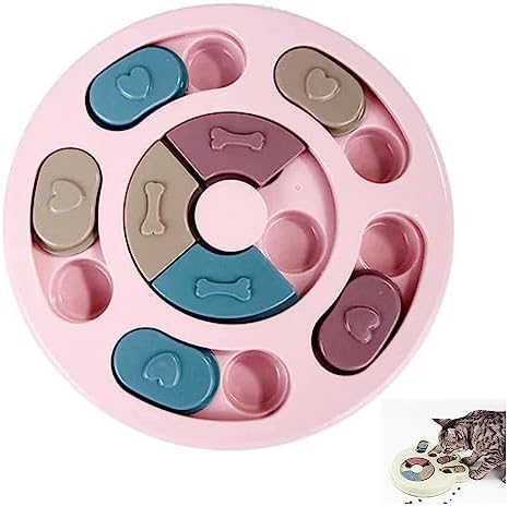 Anti-Choking Interactive Puzzle Toy for Slow Dispensing Feeding for Pets, 2023 New Dog Puzzle Toys, Dog/Cat Food Puzzle Feeder, Dog Stimulation Toys for Small and Medium-Sized Dogs (Pink, Circle)