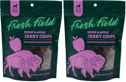 Fresh Field Bison & Apple Jerky Chips, 5 oz – All-Natural Dog Treats, USA Made, No Fillers, Perfect for Picky Pets (Pack of 2)