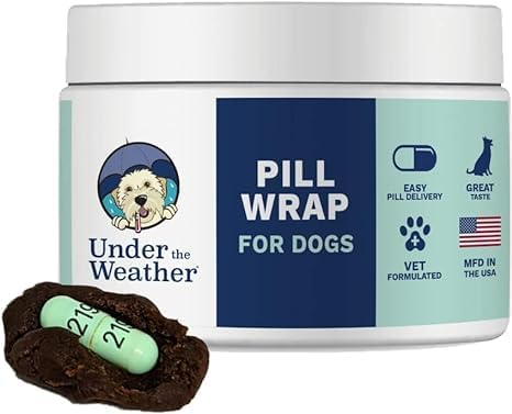 Under The Weather Pet Pill Wrap for Dogs | Pill Dough Natural Dog Treats Wraps | Easy Solution to Hide Medications, Vitamins, and Supplements Pills - Chicken Flavor - 4.94 oz