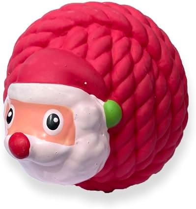 WantChew Latex Dog Squeaky Chew Toy Chrismas Series (Santa Ball)