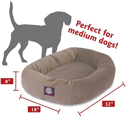 Majestic Pet Suede Calming Dog Bed, 32 Inch Medium, Round, Washable, Stone