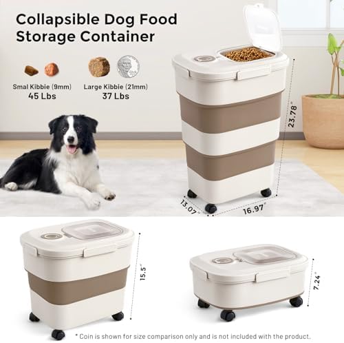 ZOMISIA 40-50lbs Dog Food Storage Container, 50lbs, Brown