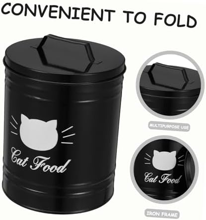 Healifty Airtight Metal Container for Dog Treats and Cat Food Versatile Storage Jar for Keeping Foods Fresh and Dry for Household Use
