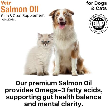 Vetr Norwegian Salmon Oil for Dogs & Cats, 16.9 oz Squeeze Bottle - Pure Wild-Caught Omega-3 Fish Oil Liquid Supplement - Supports Healthy Skin & Shiny Coat