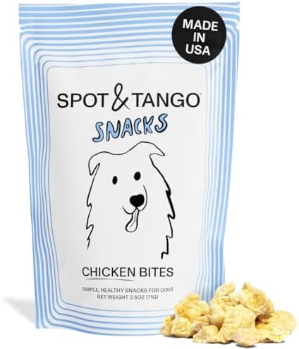 Spot & Tango Chicken Bites Dog Treats - Single Ingredient, 100% Chicken Breast - Freeze-Dried Treats - Grain & Gluten-Free - USA-Made - for Small, Medium, and Large Dogs