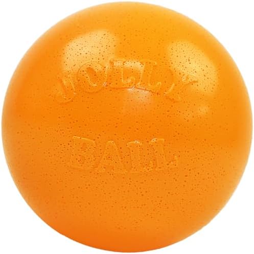 Jolly Pets Bounce-n-Play Dog Toy Ball, 8 Inches/Large, Orange, (Model: 2508 OR) | Durable large dog ball for dogs over 60 lbs, made from tough JollyFlex material that won't deflate when punctured and floats