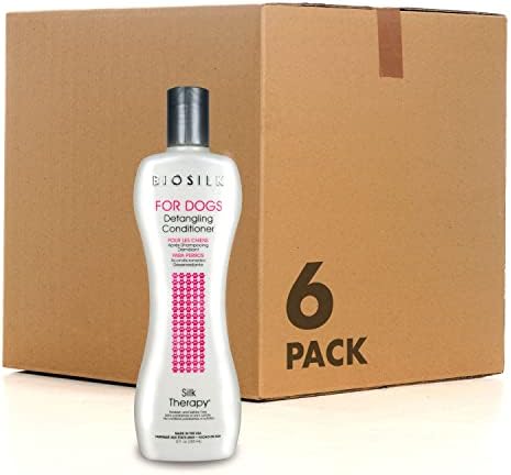 BioSilk for Dogs Silk Therapy Detangling Conditioner, 12 Fl Oz, 6-Pack | Smooths knots and tangles for soft, manageable coats, supports routine grooming and brushing