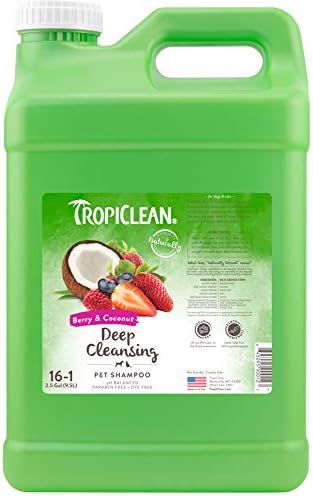 TropiClean Deodorizing Dog Shampoo, Berry & Coconut Scent, 2.5 Gallon