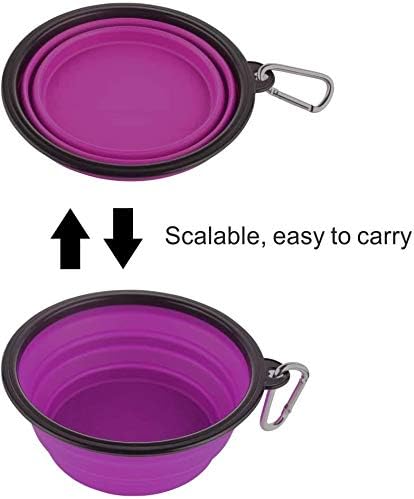 Large Collapsible Dog Bowls, 2 Pack, 34oz, Purple+Red