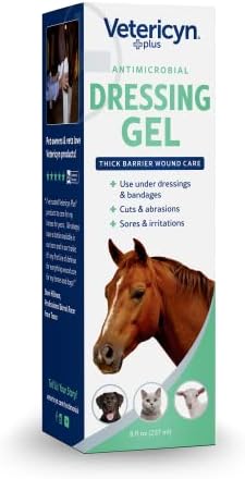 Vetericyn Plus Wound Dressing Gel for Animals| Thick Barrier Wound Care for Cats, Dogs, Horses, and Small Animals, Works on Wounds and Skin Irritations. 8 Ounces